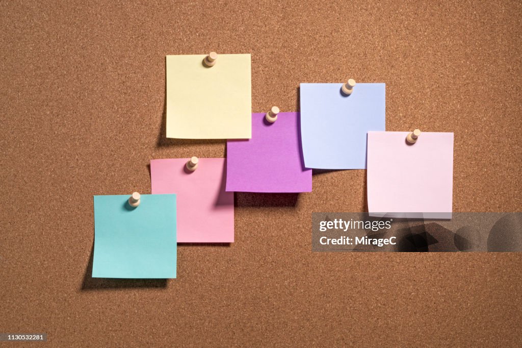 Multicolor Note Paper Multi Colored Note Paper On Cork Board High-Res Stock Photo - Getty Images