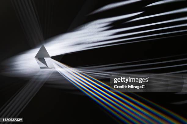 triangular prism refracting striped light - prisme photos et images de collection