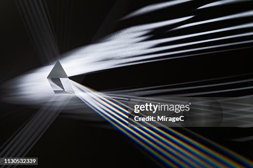 Triangular Prism Refracting Striped Light Triangular Prism Refracting Striped Light