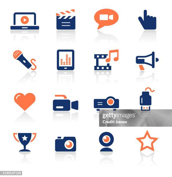 entertainment two color icons set - video voip stock illustrations