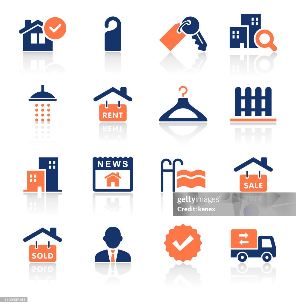 Real Estate Two Color Icons Set