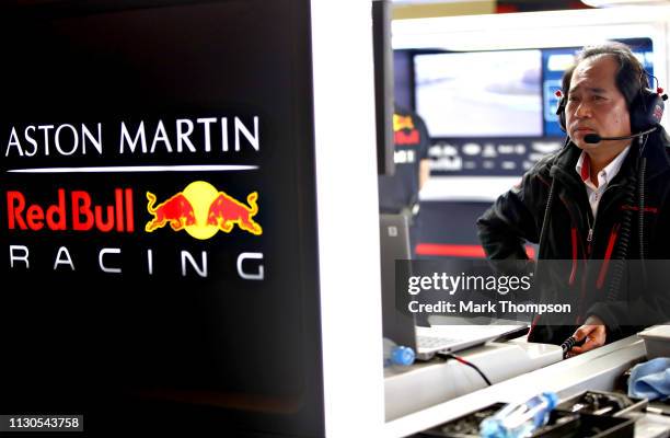 Toyoharu Tanabe of Honda F1 looks on in the Red Bull Racing garage during day one of F1 Winter Testing at Circuit de Catalunya on February 18, 2019...