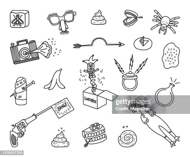 april 1st fools day doodle set - mustache isolated stock illustrations