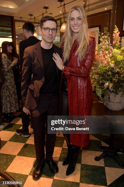 Designer Erdem Moralioglu and Selby Drummond attend the official Erdem London Fashion Week dinner at J Sheekey Atlantic Bar on February 18, 2019 in...