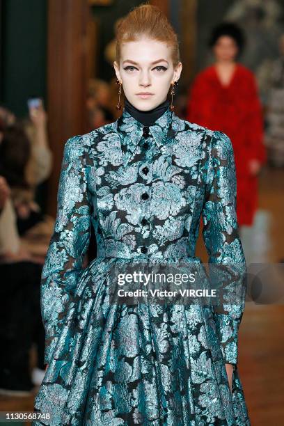 Model walks the runway at the Erdem Ready to Wear Fall/Winter 2019-2020 fashion show during London Fashion Week February 2019 on February 18, 2019 in...