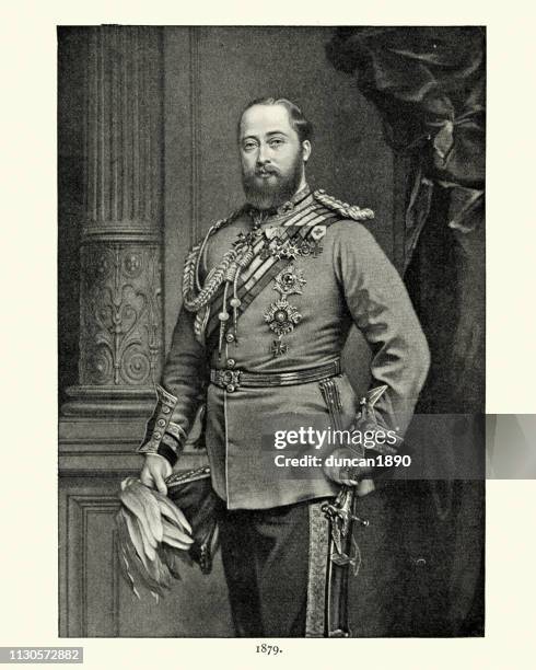 stockillustraties, clipart, cartoons en iconen met eduard vii, als prins van wales, 1879 - edward vii