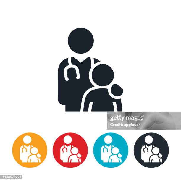 stockillustraties, clipart, cartoons en iconen met arts met overgewicht kind pictogram - kinderarts