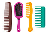 Colorful set of hair combs. Vector illustration