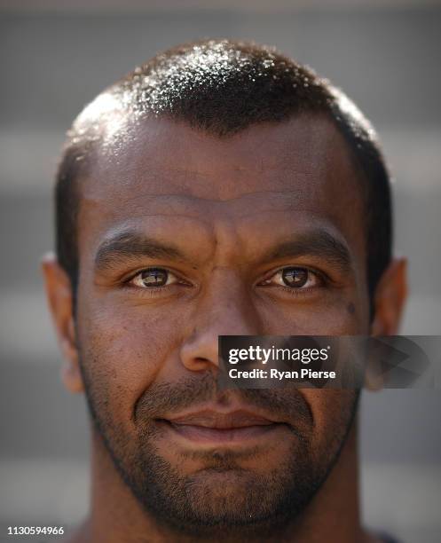 Kurtley Beale of the Waratahs poses before the Waratahs Training Session at David Philips Sport Complex on February 19, 2019 in Sydney, Australia.