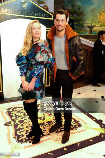 Clara Paget, David Gandy attend the Aspinal of London presentation during London Fashion Week February 2019 at Aspinal Of London on February 18, 2019...