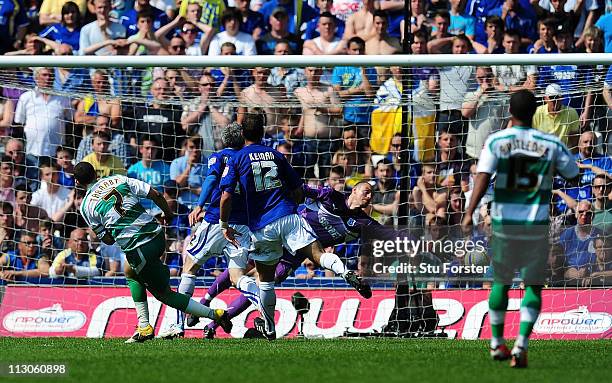 Player Adel Taarabt scores the second QPR goal during the npower Championship game between Cardiff City and Queens Park Rangers at Cardiff City...