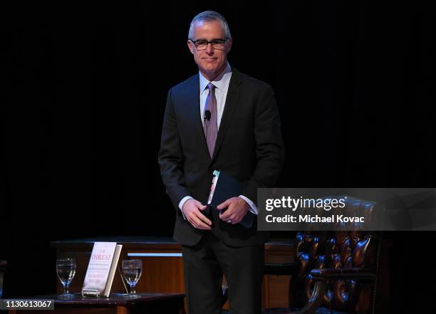 Andrew McCabe presents onstage at the American Jewish University on March 14, 2019 in Los Angeles, California.