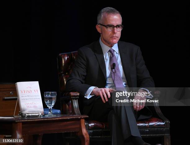 Andrew McCabe presents onstage at the American Jewish University on March 14, 2019 in Los Angeles, California.