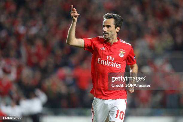 Jonas of SL Benfica celebrates his goal during the Europa League 2018/2019 football match between SL Benfica vs GNK Dinamo Zagreb. .