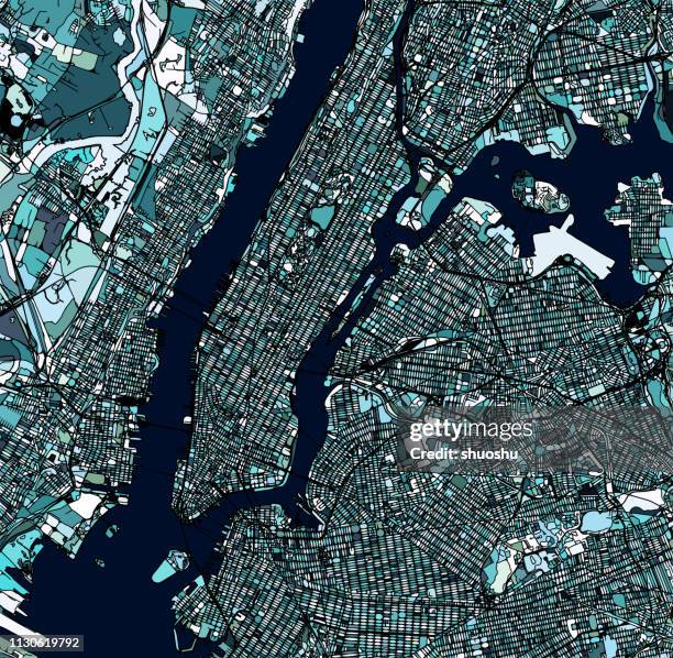 overlook new york city structure - manhattan map stock illustrations