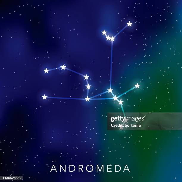 andromeda star constellation - andromeda galaxy stock illustrations