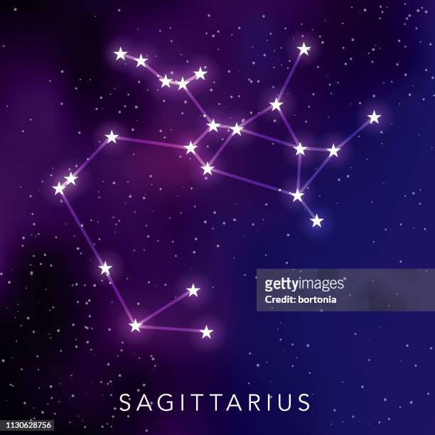 stockillustraties, clipart, cartoons en iconen met sterren sterrenbeeld boogschutter - constellation