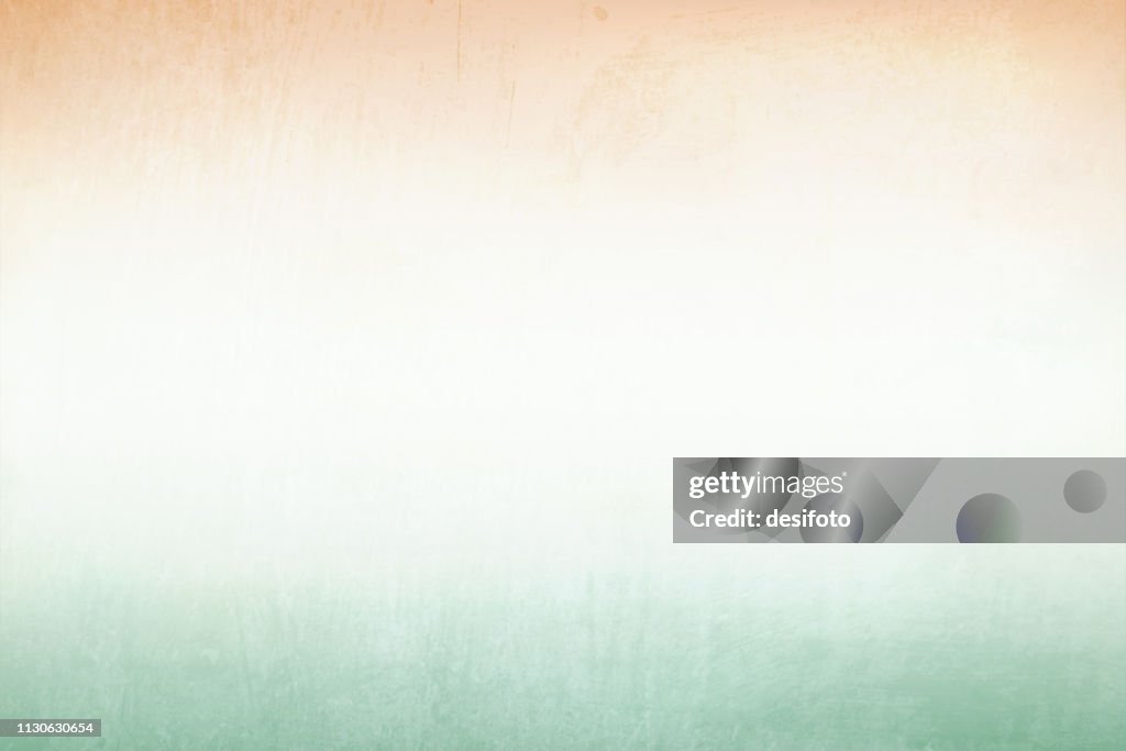 A horizontal grunge vector illustration of horizontal tri color bands in very light shades of saffron, white and green