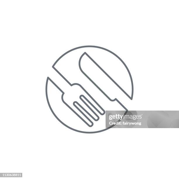 gabel und messer-symbol - leerer teller stock-grafiken, -clipart, -cartoons und -symbole