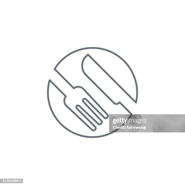 fork and knife icon - place setting stock illustrations