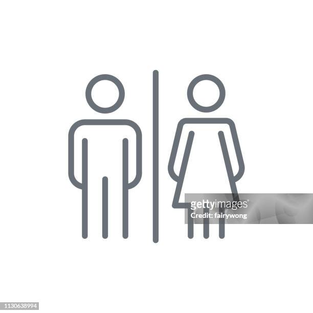 ilustrações de stock, clip art, desenhos animados e ícones de male and female icon - banheiro