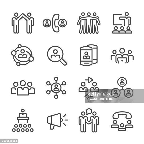 business networking icons - line serie - geschäftsbeziehung stock-grafiken, -clipart, -cartoons und -symbole