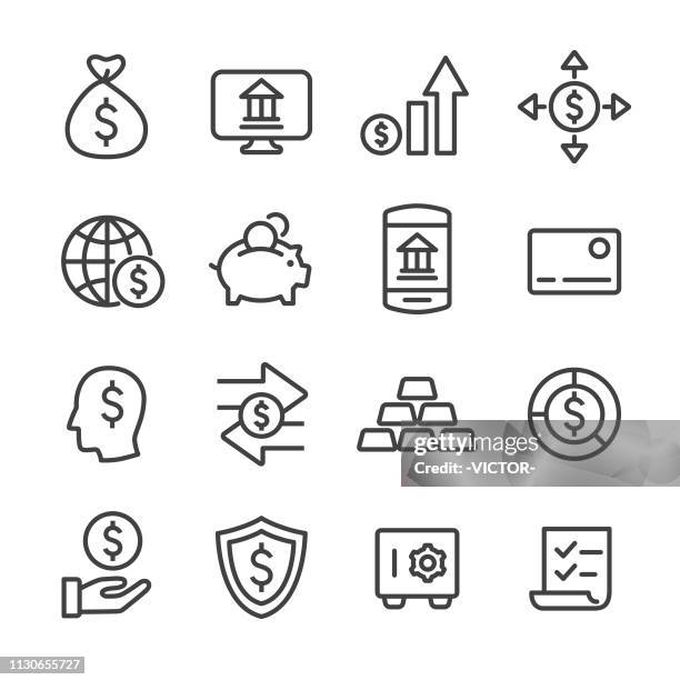 finance and banking icons - line series - emblem credit card payment stock illustrations