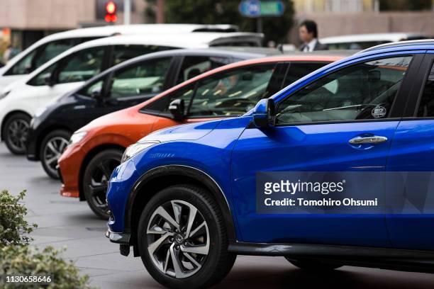 Honda Motor Co. Vehicles are displayed outside the company's headquarters on February 19, 2019 in Tokyo, Japan. Honda announced on Tuesday the...