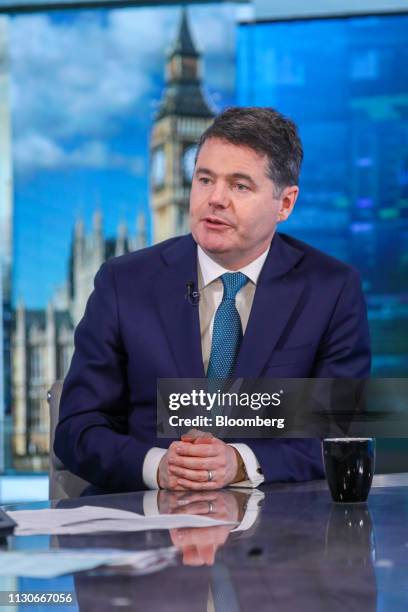 Paschal Donohoe, Ireland's finance minister, speaks during a Bloomberg Television interview in London, U.K., on Friday, March 15, 2019. The European...