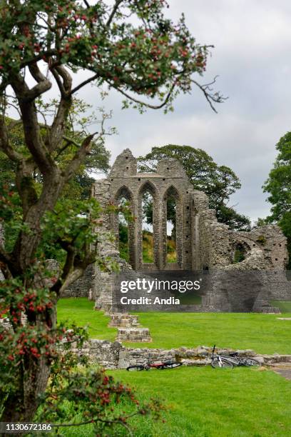 Ireland, Ulster, County Down, Inch Abbey. A set location for the TV series Game of Thrones where Rob Stark is declared King of the North.