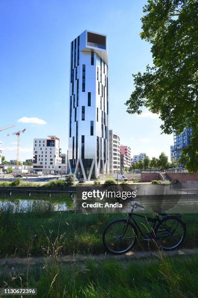 Strasbourg : building called Tour Elithis Danube, in the Danube eco-friendly district, the worlds first energy-plus residential building. Architects,...