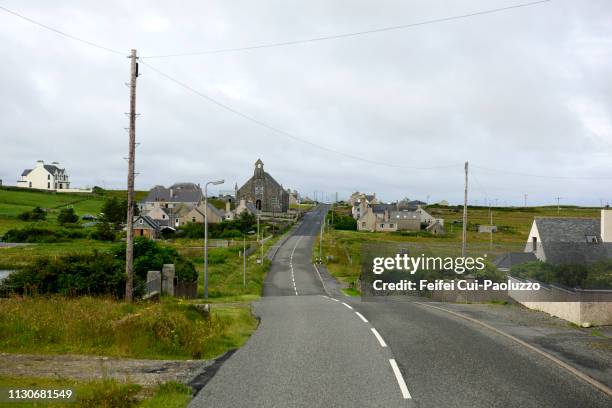 rural scene and road at cross, lewis, scotland - outer hebrides stock pictures, royalty-free photos & images