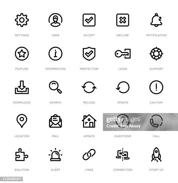 basic interface line icon set - log on stock illustrations