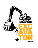 Stylized excavator. Vector