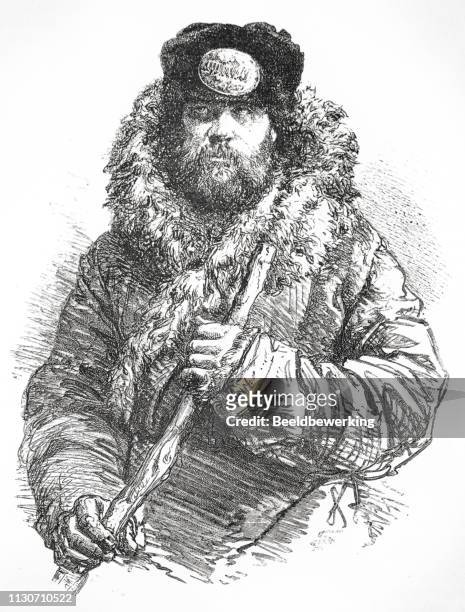 russian coach driver illustration 1873 'the earth and her people' - fur hat stock illustrations