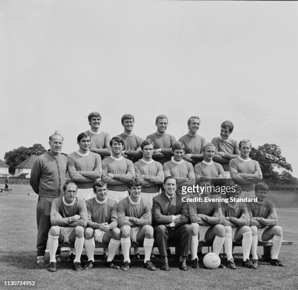 English soccer team Everton FC, group photo with trainer Wilf Dixon and manager Harry Catterick , UK, 9th August 1968; they are Tommy Wright, Jimmy...