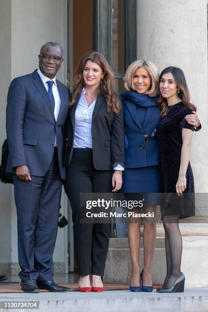 Denis Mukwege, Marlene Schiappa, Brigitte Macron and Nadia Murad attend the first meeting for G7 Advisory committee for Equality between women and...