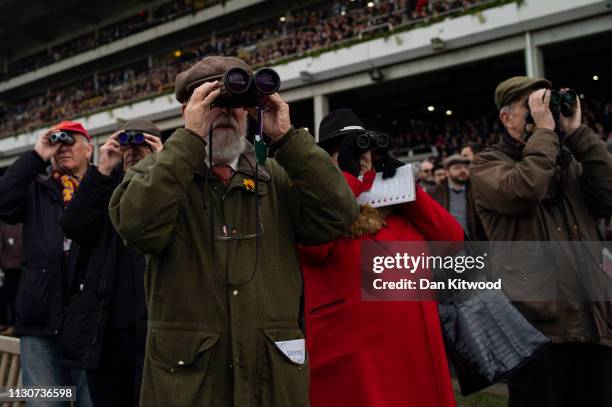 Racegoers during Gold Cup Day at Cheltenham Festival at Cheltenham Racecourse on March 15, 2019 in Cheltenham, England.