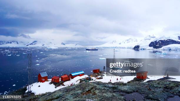 paradise bay en antarctique - hiking pole photos et images de collection