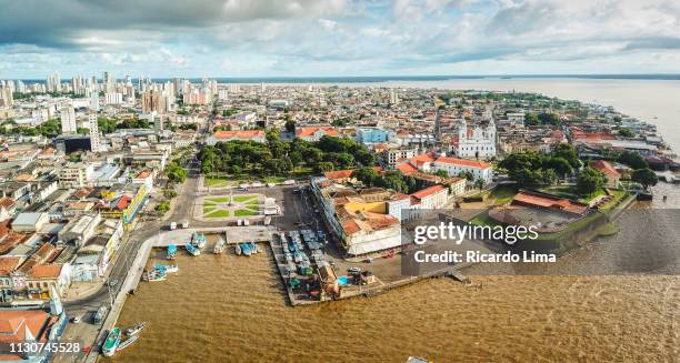 the city of belem in aerial view, para state, brazil - belem stock-fotos und bilder