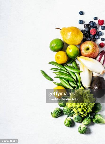 raw vegetables and fruits - healthy eating white background stock pictures, royalty-free photos & images