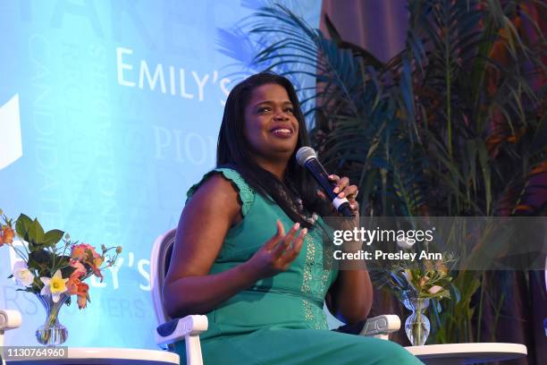 Kim Foxx speaks onstage during Raising Our Voices: Supporting More Women in Hollywood & Politics at Four Seasons Hotel Los Angeles in Beverly Hills...