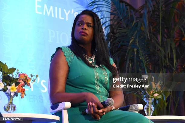 Kim Foxx speaks onstage during Raising Our Voices: Supporting More Women in Hollywood & Politics at Four Seasons Hotel Los Angeles in Beverly Hills...