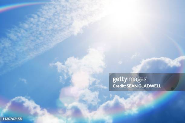 bright sky background - sun flare clouds sky stock pictures, royalty-free photos & images