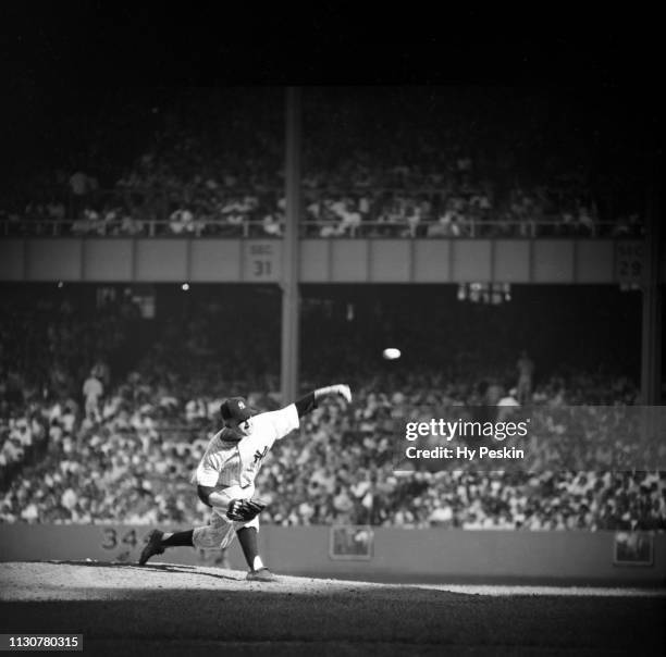 New York Yankees Whitey Ford in action, pitching during Old Timers' Day game vs Chicago White Sox at Yankee Stadium. Bronx, NY 8/25/1956 CREDIT: Hy...