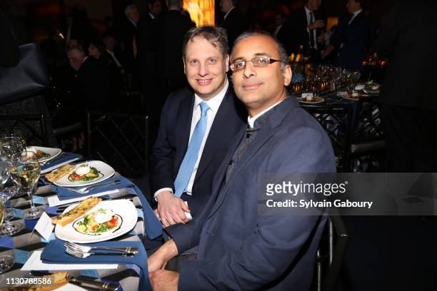 John Overdeck and Akshay Venkatesh attend IAS Einstein Gala honoring Jim Simons at Pier 60 at Chelsea Piers on March 14, 2019 in New York City.