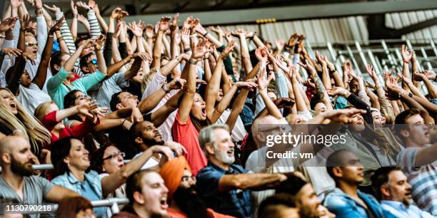 stadium crowd doing a mexican wave - stadium cheering stock pictures, royalty-free photos & images