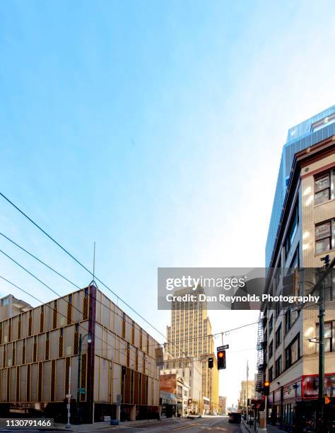 modern buildings against sky in city - beale street stockfoto's en -beelden
