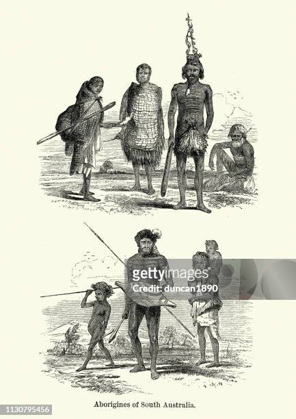 stockillustraties, clipart, cartoons en iconen met australische inboorlingen, van zuid-australië, 19de eeuw - 19th century aboriginal