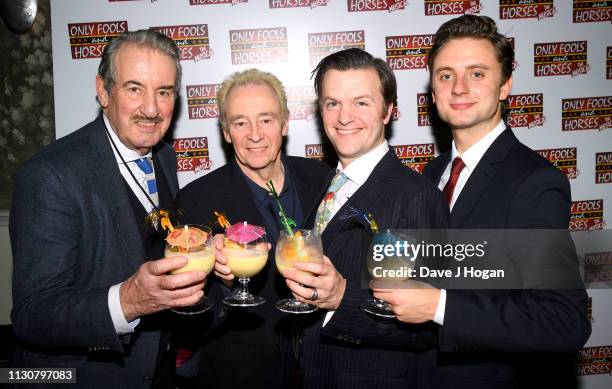 John Challis, Paul Whitehouse, Tom Bennett and Ryan Hutton attend the after show party following the opening night of Only Fools and Horses The...